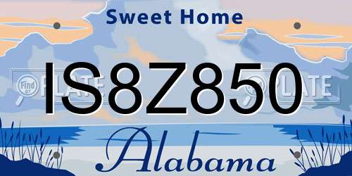 IS8Z850 Alabama License Plate