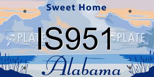 IS951 Alabama License Plate