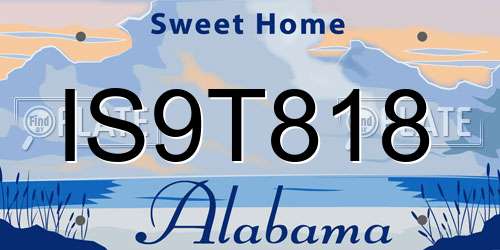 IS9T818 Alabama License Plate