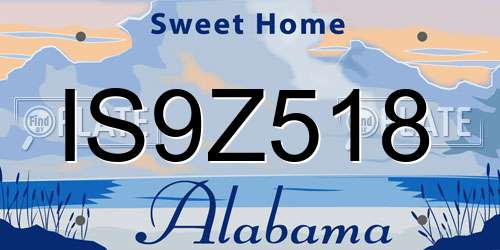 IS9Z518 Alabama License Plate