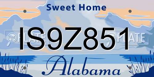 IS9Z851 Alabama License Plate