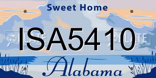 ISA5410 Alabama License Plate