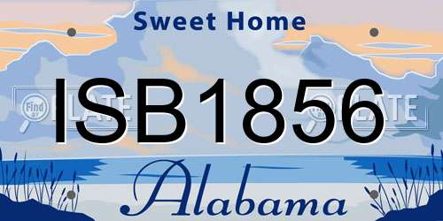 ISB1856 Alabama License Plate