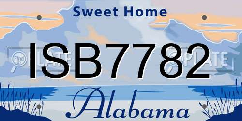 ISB7782 Alabama License Plate