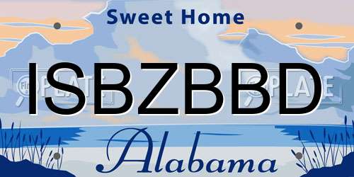 ISBZBBD Alabama License Plate