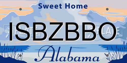 ISBZBBO Alabama License Plate