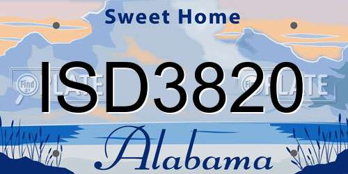 ISD3820 Alabama License Plate