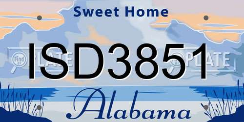 ISD3851 Alabama License Plate
