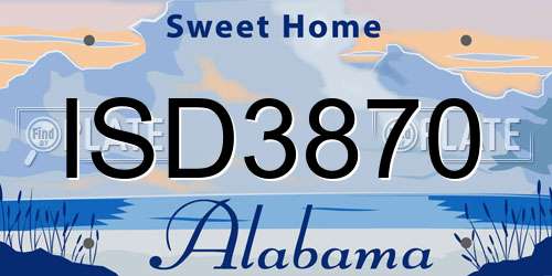ISD3870 Alabama License Plate
