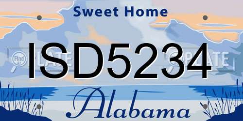 ISD5234 Alabama License Plate