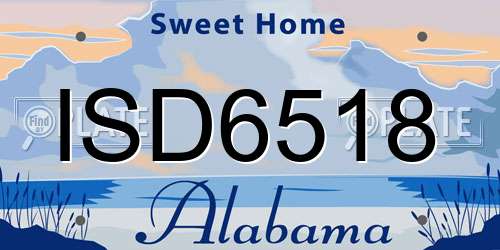 ISD6518 Alabama License Plate