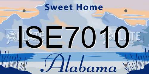 ISE7010 Alabama License Plate