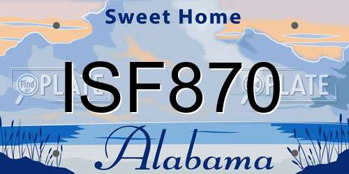 ISF870 Alabama License Plate