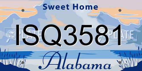 ISQ3581 Alabama License Plate