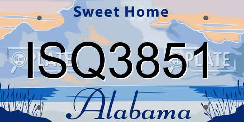 ISQ3851 Alabama License Plate