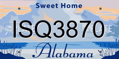 ISQ3870 Alabama License Plate