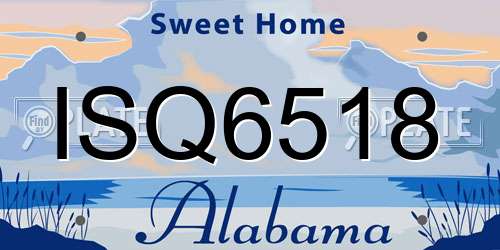ISQ6518 Alabama License Plate