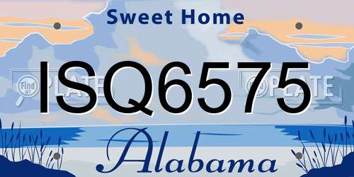 ISQ6575 Alabama License Plate