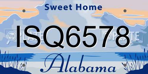 ISQ6578 Alabama License Plate