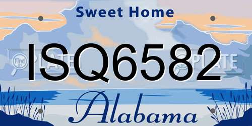 ISQ6582 Alabama License Plate
