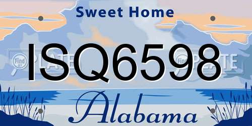 ISQ6598 Alabama License Plate