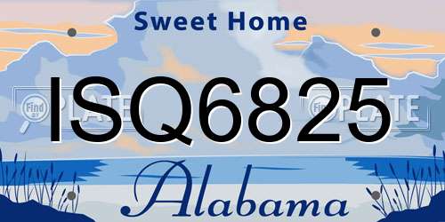ISQ6825 Alabama License Plate