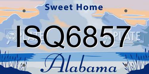 ISQ6857 Alabama License Plate