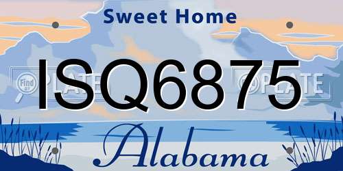 ISQ6875 Alabama License Plate