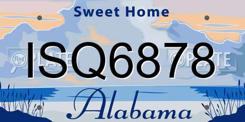 ISQ6878 Alabama License Plate