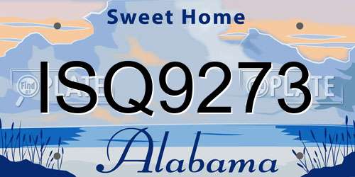 ISQ9273 Alabama License Plate