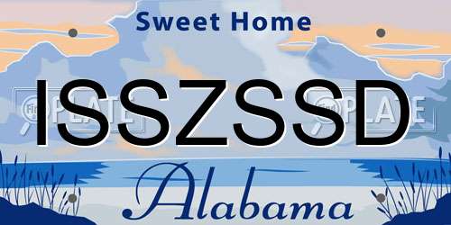 ISSZSSD Alabama License Plate