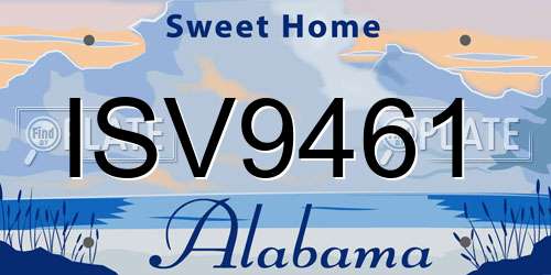 ISV9461 Alabama License Plate