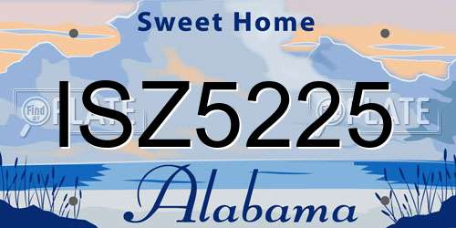 ISZ5225 Alabama License Plate