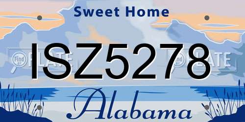 ISZ5278 Alabama License Plate