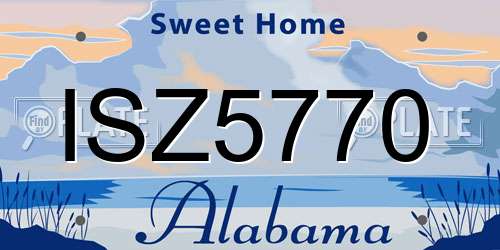 ISZ5770 Alabama License Plate