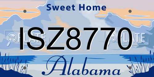 ISZ8770 Alabama License Plate