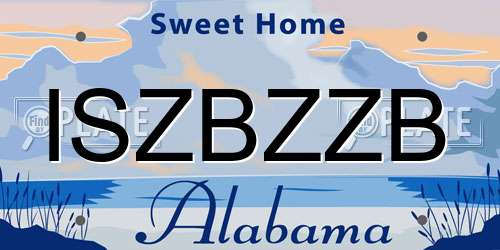 ISZBZZB Alabama License Plate