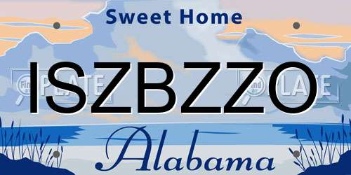 ISZBZZO Alabama License Plate