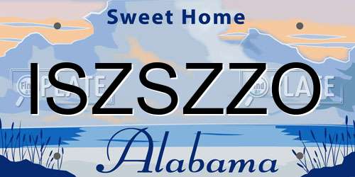 ISZSZZO Alabama License Plate