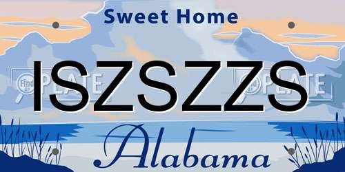 ISZSZZS Alabama License Plate