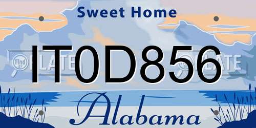 IT0D856 Alabama License Plate
