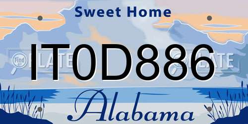 IT0D886 Alabama License Plate