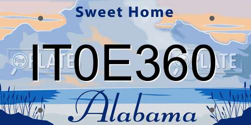 IT0E360 Alabama License Plate