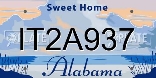 IT2A937 Alabama License Plate