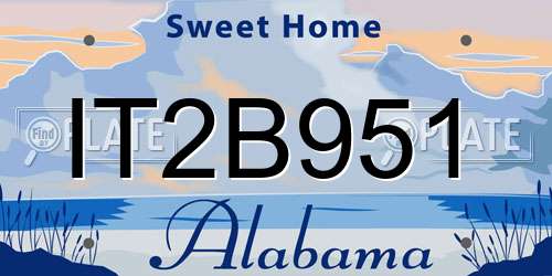 IT2B951 Alabama License Plate
