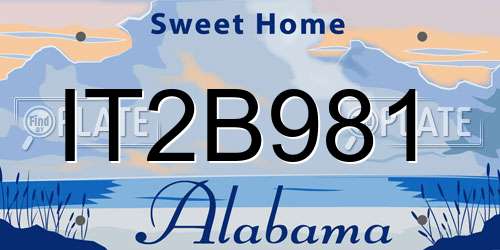IT2B981 Alabama License Plate