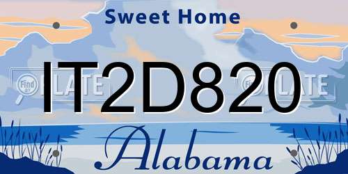 IT2D820 Alabama License Plate