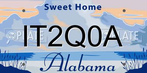 IT2Q0A Alabama License Plate