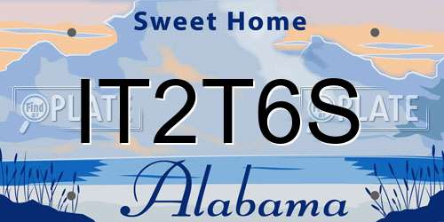 IT2T6S Alabama License Plate