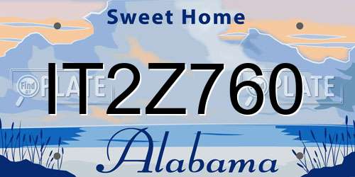 IT2Z760 Alabama License Plate